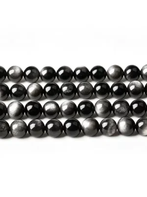 Natural Black Obsidian Round Bead Strand – Approx. 40 PCS