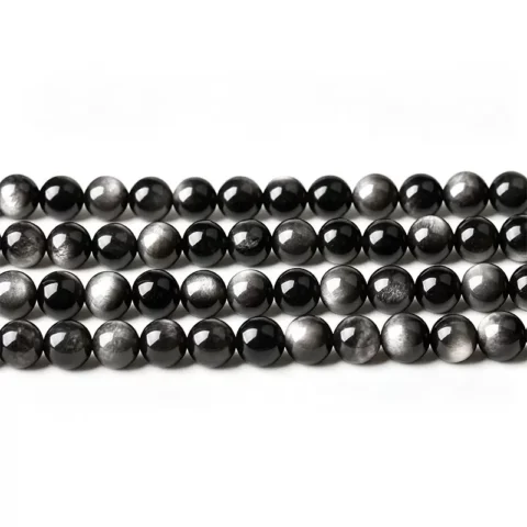 Natural Black Obsidian Round Bead Strand – Approx. 40 PCS