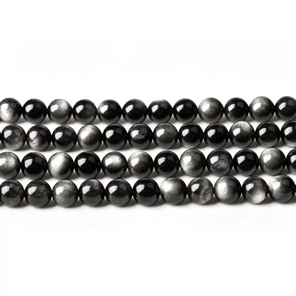 Natural Black Obsidian Round Bead Strand – Approx. 40 PCS