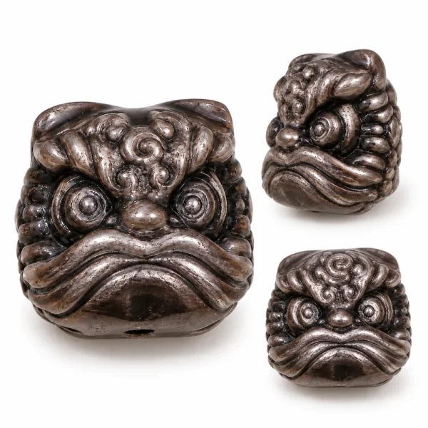 1 PCS Obsidian Lion Head Beads