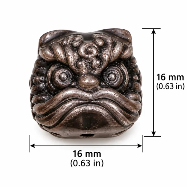 1 PCS Obsidian Lion Head Beads